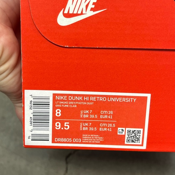 Nike Dunk Hi Retro University Light Smoke Grey - Picture 10 of 10